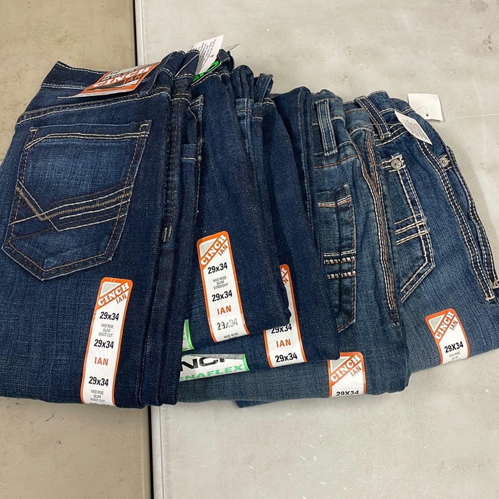 5 pair of mens cinch jeans nwt Ian 29x34